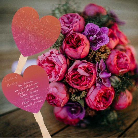 Éventail Pink & Orange Bright Ombre Mandala Wedding Program