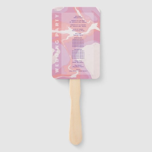 Éventail Pink Pastel Programme de mariage d'art Abstrait Ve (Dos)