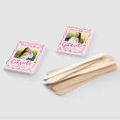 Éventail Pink Red Hand Drawn Doodle Graduation 2 Photo Fun (Non-assemblé)