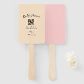 Éventail Pink simple baby shower q r code add name text thr (Devant et derrière)