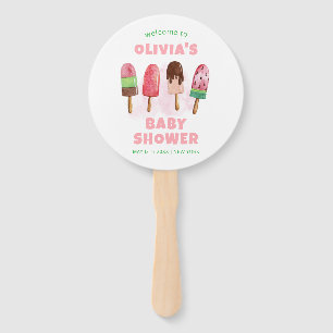 Éventail Pink Sweet Glace Popcicle Baby shower Bienvenue