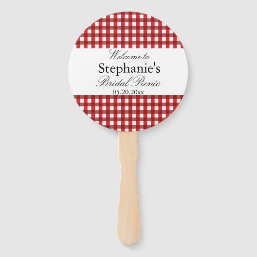 Éventail Pique-nique En vichy Motif rouge et blanc (Dos)