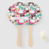 Éventail Piscine de chats rose Kawaii fête d'anniversaire (Devant et derrière)