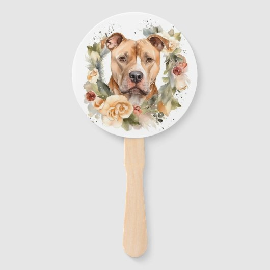 Éventail Pitbull Christmas Wreath Festive Pup (Devant)