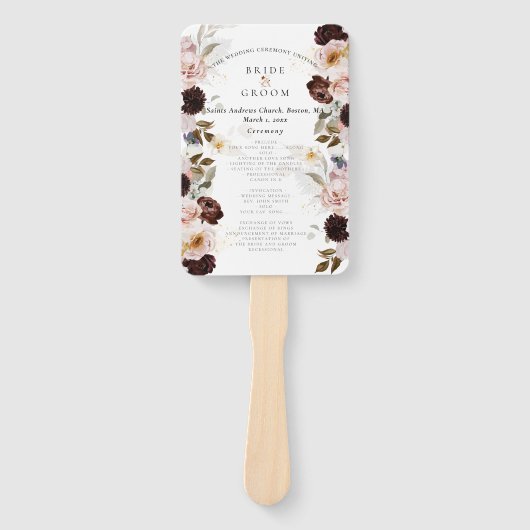 Éventail PixDezines Aquarelle Rustique Fleurs d'automne (Devant)