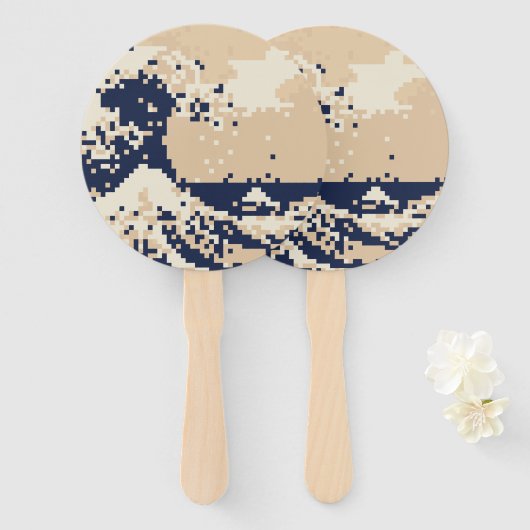 Éventail Pixel Tsunami 8 bits Pixel Art (Devant et derrière)