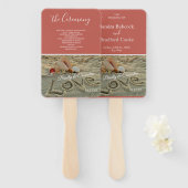 Éventail Plage mariage de automne, Coquillages Aimer Sable (Devant et derrière)