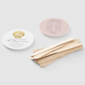 Éventail Plage Seashell Gold + Pink Wedding Programme Fan (Non-assemblé)