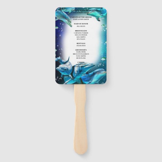 Éventail Plage Thème Dolphin Wedding Programme Fans (Dos)