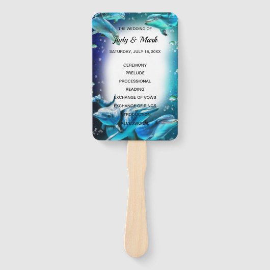 Éventail Plage Thème Dolphin Wedding Programme Fans (Devant)