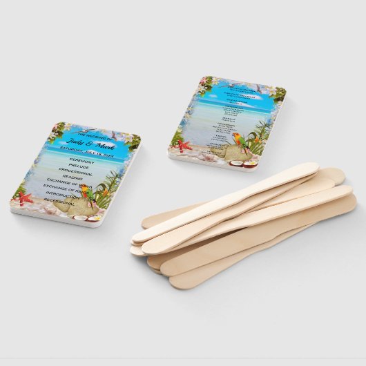 Éventail Plage tropicale Plage Floral Programme de mariage (Non-assemblé)