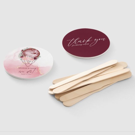 Éventail Pleine lune Rose poussiéreuse aquarelle céleste (Non-assemblé)