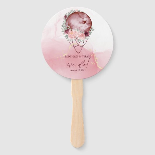 Éventail Pleine lune Rose poussiéreuse aquarelle céleste (Devant)