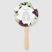 Éventail Plum floral foncé | Programme de mariage personnal (Dos)