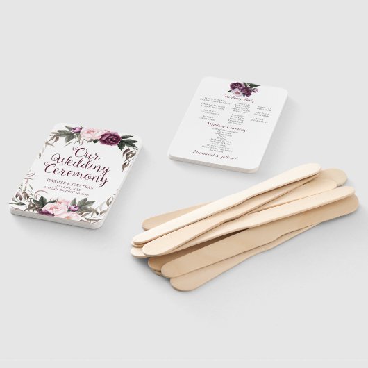 Éventail Plum violet Lavande pivoines Programme de verdure  (Non-assemblé)