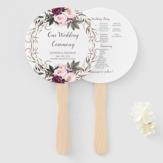 Éventail Plum violet Lavande pivoines verdure Ventilateurs (Devant et derrière)