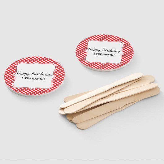 Éventail Pointe blanche et rouge Anniversaire (Non-assemblé)