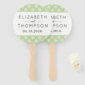 Éventail Pois verts, Motif à points Polka, points, Mariage (Devant et derrière)