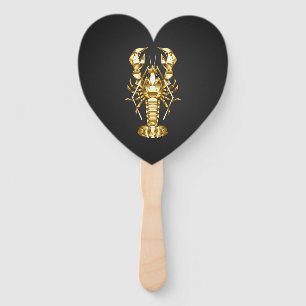 Éventail Poisson à langouste polygonale dorée sur noir