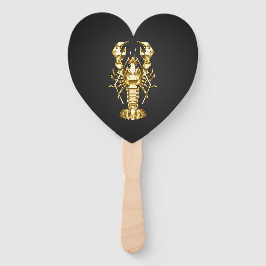 Éventail Poisson à langouste polygonale dorée sur noir (Devant)