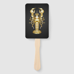 Éventail Poisson à langouste polygonale dorée sur noir
