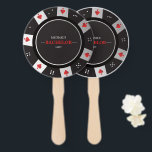 Éventail Poker Chip Night Bachelor Party Las Vegas Casino<br><div class="desc">Séjournez cool et élégant à votre Poker Chip Night Bachelor Party avec ces fans de Las Vegas Casino à la main. Ces fans de main disposent d'un design classique de casino avec des puces de poker, des cartes à jouer et l'emblématique skyline Las Vegas. Les ventilateurs de main sont faits...</div>