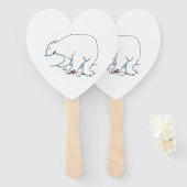 Éventail Polar Bear heart hand fans (Devant et derrière)