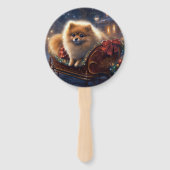 Éventail Pomeranian Fêtes de Noël Brossé (Dos)
