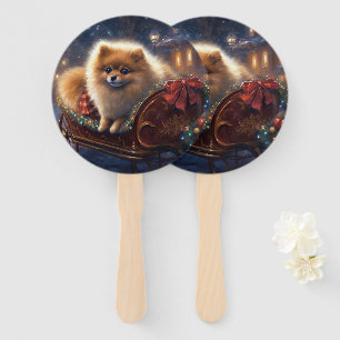 Éventail Pomeranian Fêtes de Noël Brossé