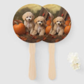 Éventail Poodle Chiot Automne Citrouille délice (Devant et derrière)