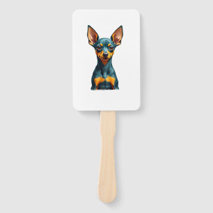 Éventail Portrait de Miniature Pinscher Vintage Coloré Grav