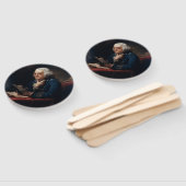 Éventail Portrait en miniature, Benjamin Franklin Père fond (Non-assemblé)