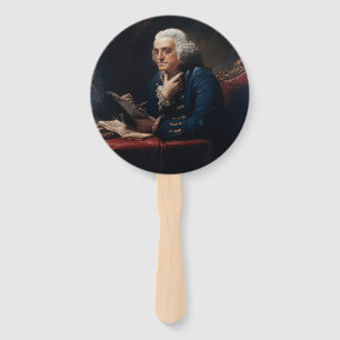 Éventail Portrait en miniature, Benjamin Franklin Père fond
