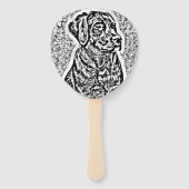 Éventail portrait unique de mignon chien noir labrador (Dos)