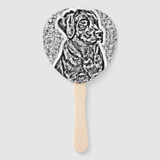 Éventail portrait unique de mignon chien noir labrador (Dos)