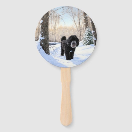 Éventail Portugais Water Dog Laisser neiger Noël (Devant)