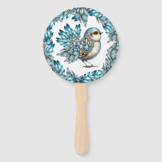 Éventail Précieux Bling Oiseaux Thème Invitation (Devant)