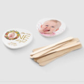 Éventail Premier anniversaire magnifique Floral Photo Rose  (Non-assemblé)