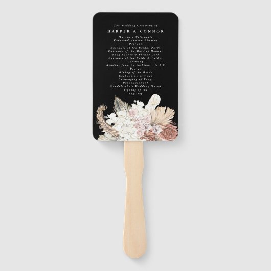 Éventail Premium Black Elegant Pampas Grass Tropical Jungle (Dos)