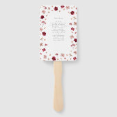 Éventail Pressé rose rouge et crème, programme de mariage f (Dos)