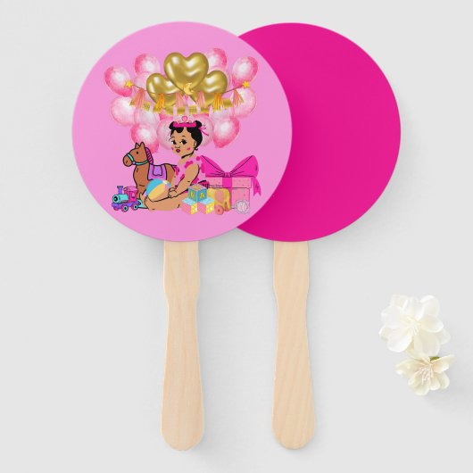 Éventail Princesse en rose (Devant et derrière)