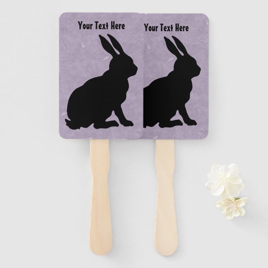 Éventail Profil latéral Lapin assis en Silhouette noire (Devant et derrière)