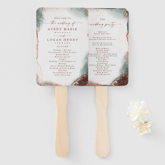 Éventail Programme Abstrait de cérémonie des Mariages Terra (Devant et derrière)