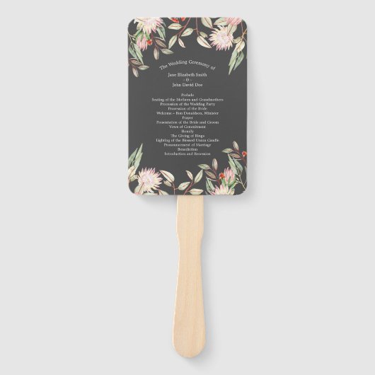 Éventail Programme australien Floral Rustic Mariage Grey (Devant)
