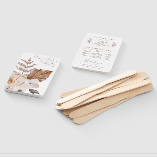 Éventail Programme Boho de mariage botanique Fans (Non-assemblé)