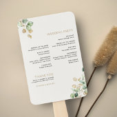Éventail Programme Botanique Eucalyptus Greenery Gold Weddi