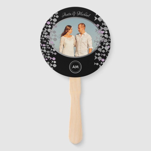 Éventail Programme Chic Black Photo Wedding (Devant)