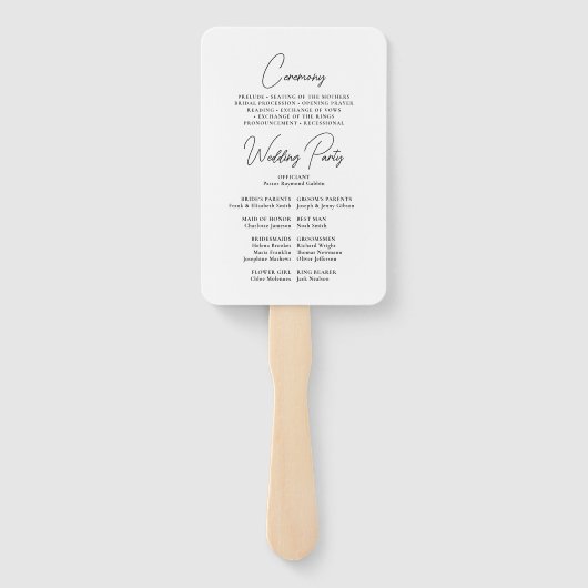 Éventail Programme classique de mariage de script (Dos)