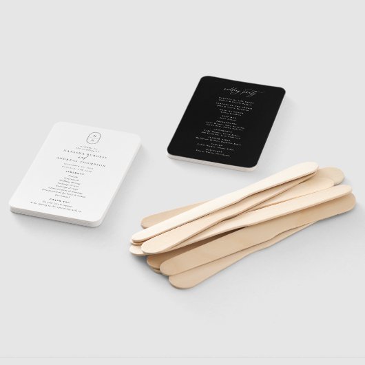 Éventail Programme Contemporain Chic Monogramme Mariage (Non-assemblé)