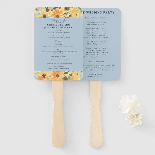 Éventail Programme d'aquarelle de bouquet de tournesol rust (Devant et derrière)